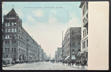 1910 Riverside Avenue Street Scene Spokane WA Vintage Horse Carriages picture