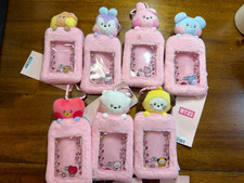 Official BT21 Minini pink love plush photocard holder bag charm keychain BTS picture