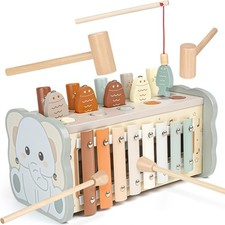 Joyreal Wooden Montessori Toys for 1 Year Old - Hammering Pounding Toy with Xylo picture