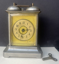 Antique Junghans German Carriage Clock Brass Dial Alarm Clock Working-Needs Oil picture
