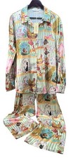Ekouaer Pajama Set XL Satin Big Cats Rooster Lepord Farmhouse Karen Mabon Style picture
