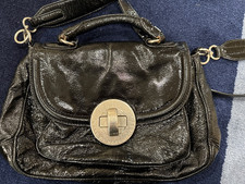 Marc by Marc Jacobs Black Patent Leather Turnlock Satchel Bag Shoulder Strap... picture