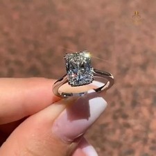 2 Carat Radiant Cut Solitaire Moissanite Engagement Ring Solid 14K White Gold picture
