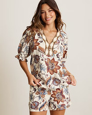 Tommy Bahama Coastalina Linen Mesa Shores Elbow Top Women picture