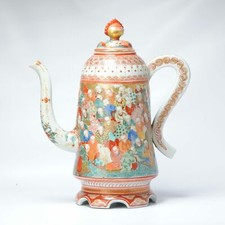 Large Antique 19-20th c Meiji Japanese Kutani Pot Coffee or Tea Thousand Faces picture