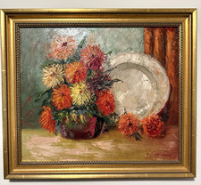 Vintage Oscar Schorow Painting Original Impasto Oil Still Life c 1970 picture
