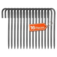 VEVOR 12In 16Pack Rebar Stakes Heavy Duty J Hook Galvanized Steel Ground Anchors picture