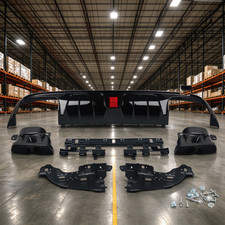 For 2015-21 Benz W205 C63 C43 Sedan AMG LED Rear Bumper Diffuser + Exhaust Tips picture