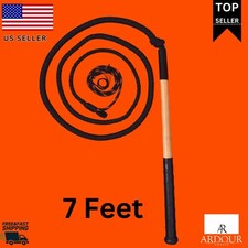 Paracord Nylon Australian Stock Whip with 7-Foot 18-Inch Premium Wood Handle picture