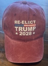NEW Red Reelect Trump 2028 Trucker Hat Baseball Cap Subdued w/ Adjustable Strap picture