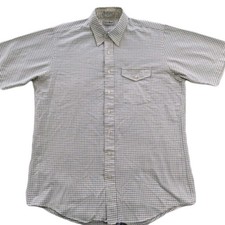 Vtg LL Bean Short Sleeve Button Down Men's Sz 17 Made In USA Single Needle 90's picture