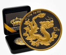 🇺🇸CHINESE DRAGON Gold Black Empire 1oz Silver Coin 10 Yuan China 2025 Coa&BOX picture