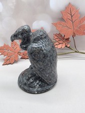 Hand Carved Yooperlite Vulture Crystal UV Reactive Orange Glow Bird Carving picture