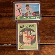 Topps Vintage 1959 St. Louis Cardinals Card Lot (2) Gray #24 Smith #162 picture
