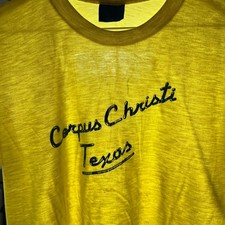 VTG 80s Corpus Christi Texas T Shirt XL Neon Yellow Single Stitch Artex 50/50 picture