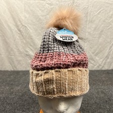 NWT 24/7 Life Winter Wear Pom Stocking Hat Womens One Size Chenille Beanier picture