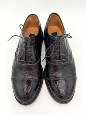 RARE Zelli Genuine Crocodile Cap Toe Oxfords Black Italy Men’s Shoes 7.5 W picture