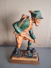 Nice Vintage Carved ANRI Hunter Statue With Gun & Backpack  picture