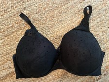 Torrid Curve 40DDD Black Stars Push Up Plunge Bra Underwire EPOC picture