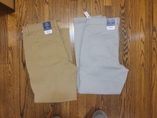Men's Khaki Chino Pants Lot of 2 Straight Stretch Cotton 34x30 J.Crew George picture