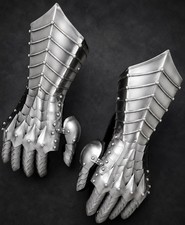 Handmade Steel Gauntlets, Gothic Knight Arm Guards, LARP Cosplay Armor picture
