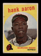 1959 Topps Baseball Hank Aaron #380 Milwaukee Braves Poor (Scratches) picture