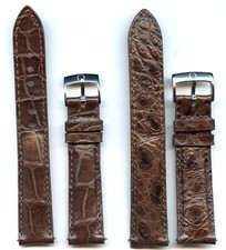 Brown Genuine Alligator Watch Strap 17mm, 18mm, 19mm, 20mm & Steel Omega Buckle picture