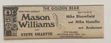 1971 Mike Bloomfield, Mike Nataflin, THE GOLDEN BEAR, Huntington Bch, Concert Ad picture