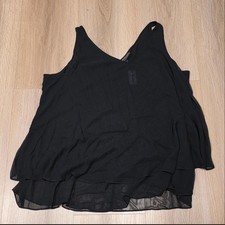 Lane Bryant NWT Black Chiffon Layered Hem Swing Cami Tank Top Sleeveless Size 18 picture