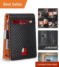 RFID Blocking Slim Bifold Wallet for Men - Elegant Carbon Leather Design picture