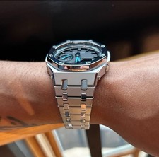 Modified G Shock: Blue Accents Black Bezel Silver Band Luxury picture
