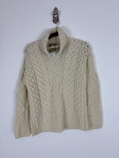 Nwt Carraig Donn Cable Knit Wool Sweater Size Medium Cream Turtleneck Chunky picture