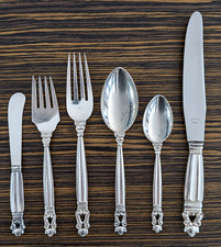 Georg Jensen Sterling Acorn Flatware Service for 10 + extras, 81 pieces picture