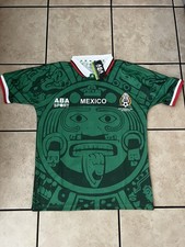 Mexico 1998 World Cup ABA Sport Green Aztec Retro Soccer Jersey Medium  picture