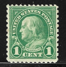 US Scott 578 MNH 1923-26 1c Green Franklin w/PF Certificate picture