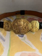 Vintage Alexis Kirk belt Egyptian Revival Brass Belt Ankh Sign-Rare picture
