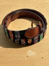 Smathers & Branson Dress Belt Mens 34 Multicolor Beer Can Needlepoint Leather picture