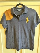 Vintage Polo Ralph Lauren Sport Womens Polo Shirt Suede Patch Big Logo Size XL picture