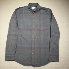Steven Alan Shirt Mens Large Gray Plaid Long Sleeve Button Up Cotton Made In USA picture