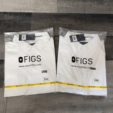2 LOT SET FIGS MENS NURSE TECHNICAL PIQUE ONE POCKET WHT SCRUB POLO SHIRT SM NWT picture