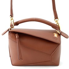 LOEWE Suna Fujita Collaboration Hamster Puzzle Bag Size Mini Leather Havane ... picture