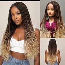 Braided French curls wig. Three tone wavy wig. Made on a full lace wig. 30” long picture