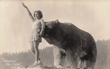 RPPC Redwood Highway California Grizzly Bear Wood Sculpture Photo Postcard H53 picture
