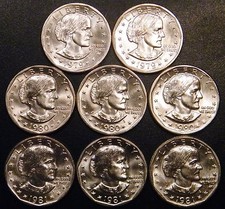 1979 PD 1980 PDS 1981 PDS Susan B Anthony BU Dollar US Mint Cello Run 8 Coin Set picture