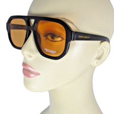 VINCE CAMUTO Glossy Black Aviator Sunglasses Amber Lenses VC1182-OXAMB MSRP $65 picture