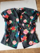 Vtg Ungaro Parallele Paris Blouse sz 8 Black Floral  fits small  Short Sleeve picture
