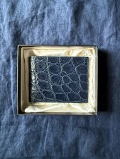 Barneys New York Genuine Alligator Bifold Wallet Navy Blue Made in Italy NEW picture