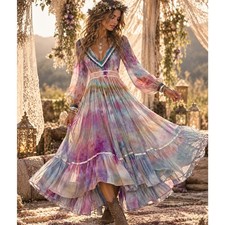 Vintage Gunne Sax Hand Tie Dyed Boho Dress Fairycore Cottagecore Whimsical Sz S picture