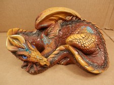 Windstone Editions Resting Dragon Figurine Melody Pena Autumn Rust Gold picture