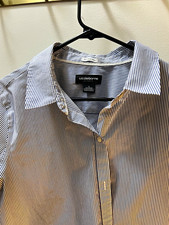 Liz Claiborne Career Women’s Wrinkle Resistant Blue/White Striped Shirt L picture